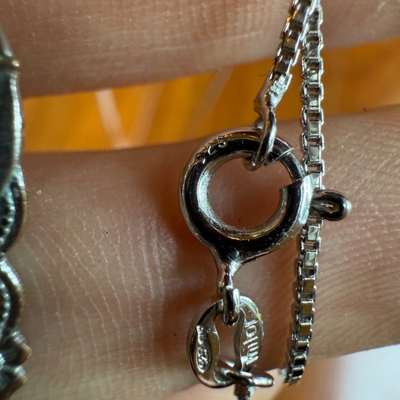 Sterling Silver 925 Milor Italy Chain Necklace Stone & Filigree Pendant 24” Art - Picture 6 of 10